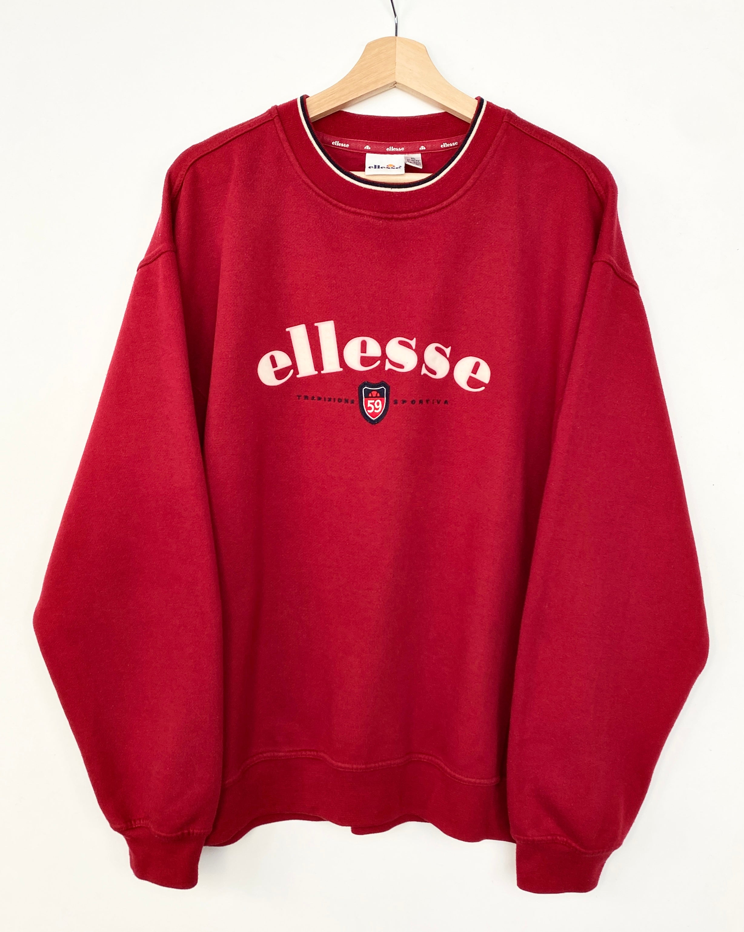 90s Ellesse Sweatshirt XL Red Cactus Vintage